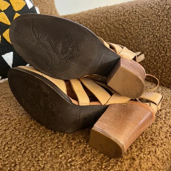 EUC FREE PEOPLE Ankle buckled platform Sandals - Picture 3 of 3
